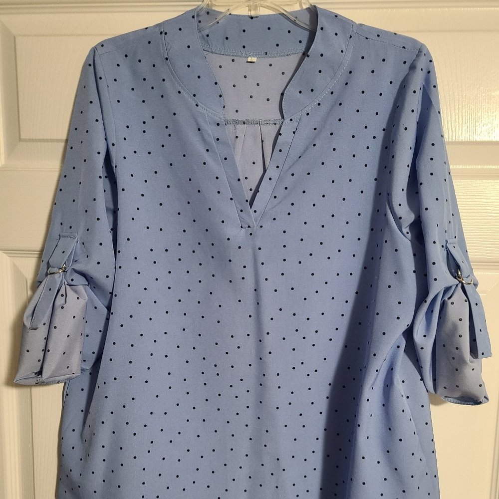 Light blue with black polka dots blouse